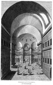 Interior of Hagia Sophia, Constantinople, Engraving, 1815