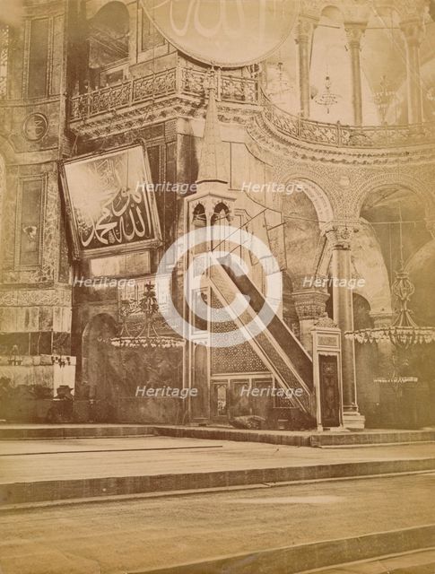 Interior of Hagia Sophia, Istanbul, Turkey, 19th century. Creator: Unknown.