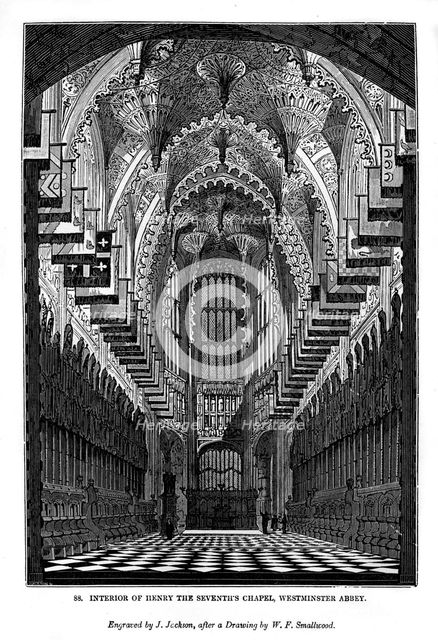 Interior of Henry VII Chapel, Westminster Abbey, 1843. Artist: J Jackson