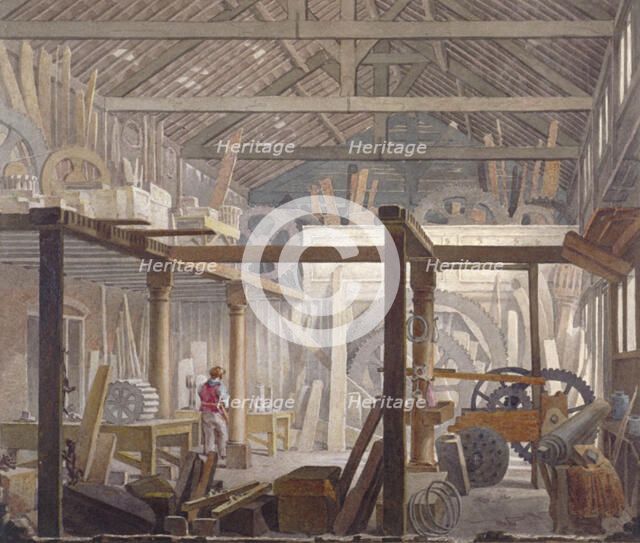 Interior of John Bunyan's meeting house in Zoar Street, Southwark, London, 1822.    Artist: Robert Blemmell Schnebbelie