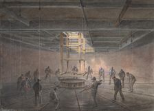 Interior of One of the Tanks on Board the Great Eastern: The Cable Passing Out, 1865-66. Creator: Robert Charles Dudley
