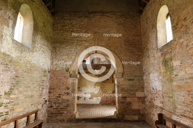 Interior of Odda's Chapel, Deerhurst, Gloucestershire, 2010. Creator: Peter Thompson.