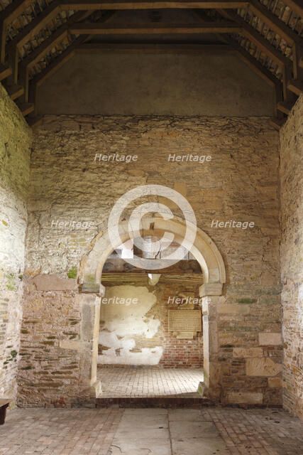 Interior of Odda's Chapel, Deerhurst, Gloucestershire, 2010.