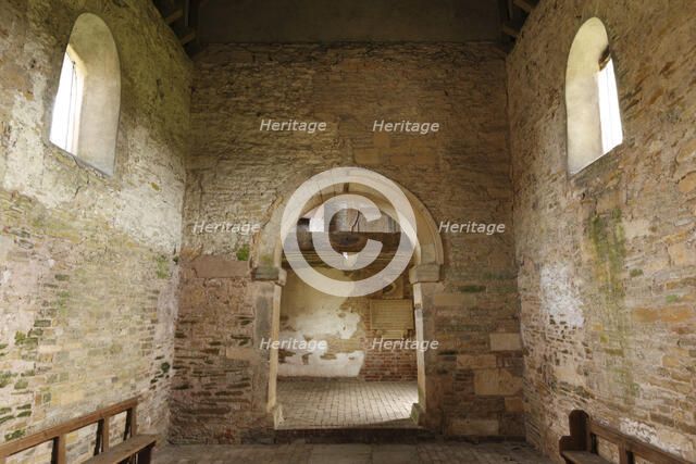 Interior of Odda's Chapel, Deerhurst, Gloucestershire, 2010.