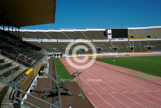 Interior of Olympic stadium in Helsinki, 1930s. Artist: Unknown