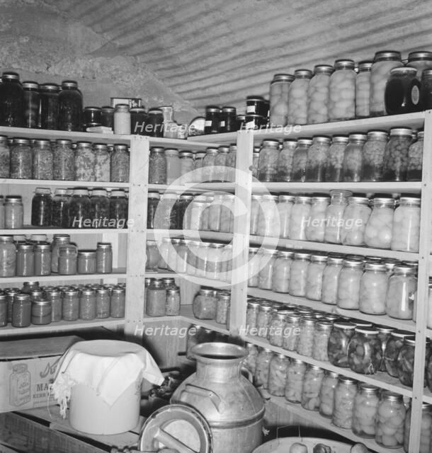 Interior of Mrs. Botner's storage cellar, Nyssa Heights, Malheur County, Oregon, 1939. Creator: Dorothea Lange.