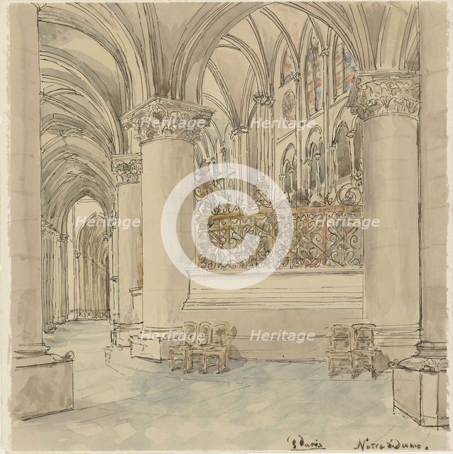 Interior of Notre-Dame in Paris, 1872-1904. Creator: Wilhelm Cornelis Bauer.