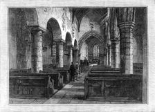 Interior of Newburn Church, where George Stephenson was married, 1881. Creator: Unknown