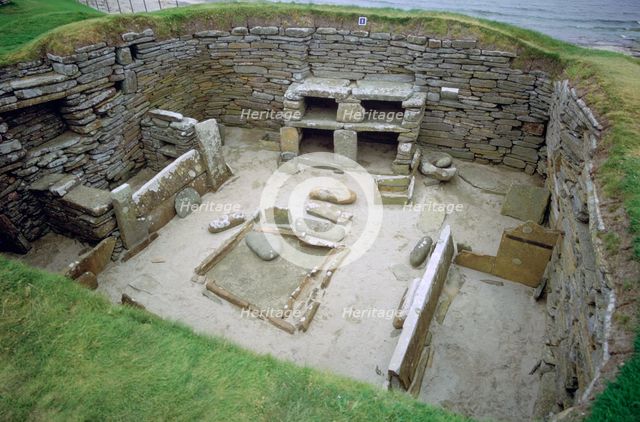 Interior of Neolithic Hut. Artist: Unknown
