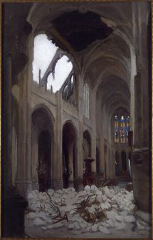 Interior of Saint-Gervais church, after the bombing of Good Friday, March 29, 1918. Creator: Alice Mallaivre