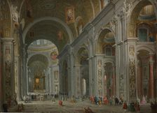 Interior of Saint Peter's, Rome, after 1754. Creator: Giovanni Paolo Panini