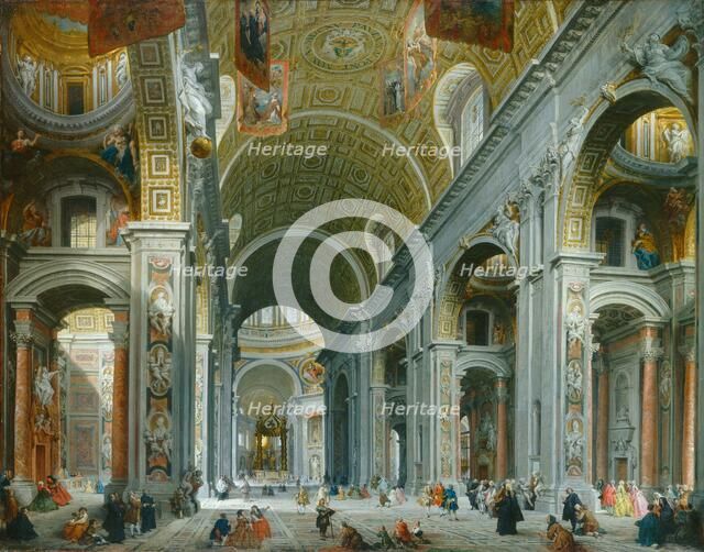 Interior of Saint Peter's, Rome, c. 1754. Creator: Giovanni Paolo Panini.