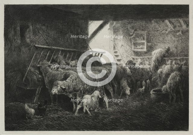 Interior of Sheep Enclosure. Creator: Charles-Émile Jacque (French, 1813-1894).