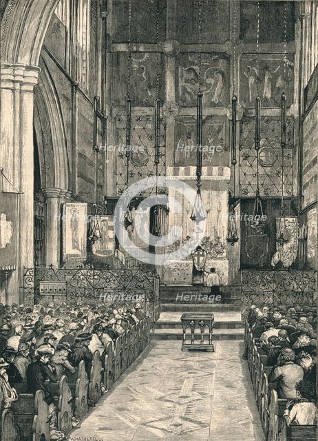 'Interior of St. Alban's Church, Holborn', late 19th century.  Creator: William Hatherell.