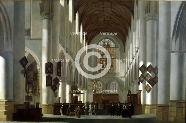  'Interior of St. Bavo Church in Harlem' 1668, oil on canvas by Job Berckheyde.