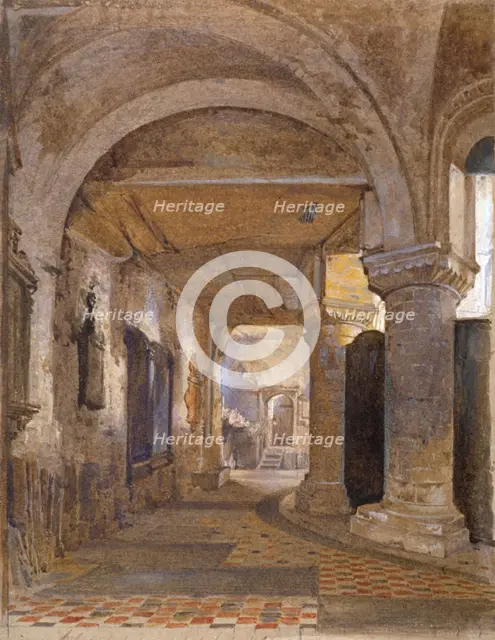 Interior of St Bartholomew's Priory, Smithfield, City of London, c1880. Artist: John Crowther