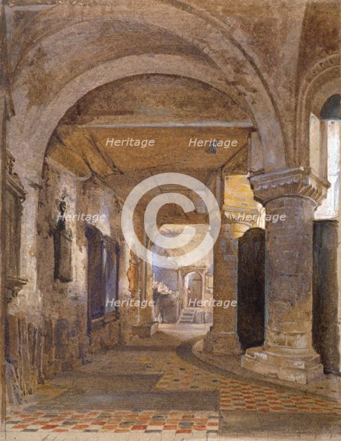 Interior of St Bartholomew's Priory, Smithfield, City of London, c1880. Artist: John Crowther