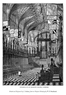 Interior of St George's Chapel, Windsor, 1843. Artist: J Jackson