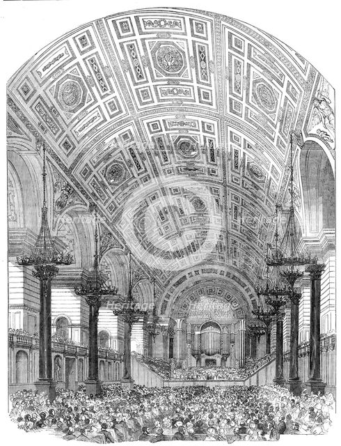 Interior of St. George's Hall, Liverpool, from the South - Performance of the First Oratorio, 1854. Creator: Unknown.