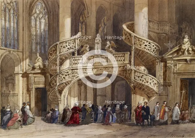 Interior of St. Etienne du Mont, 1864. Creator: Émile-Antoine-François Herson.