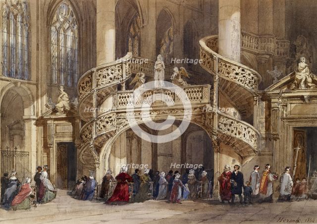 Interior of St. Etienne du Mont, 1864. Creator: Émile-Antoine-François Herson.