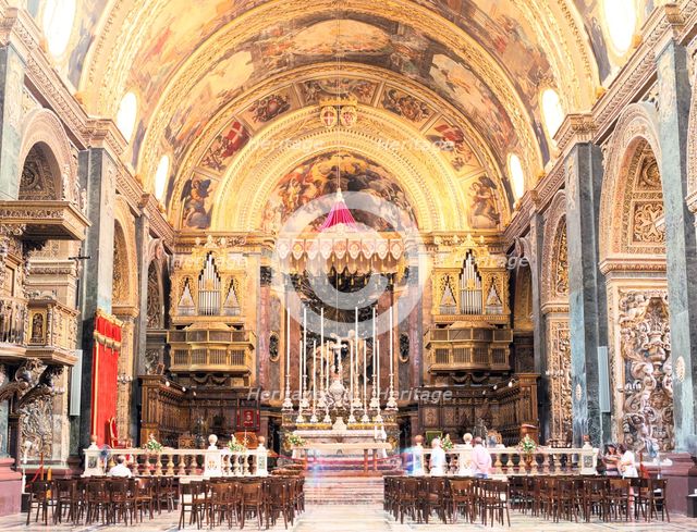 Interior of St John's Co-Cathedral, Valletta, Malta. Creator: Peter Thompson.