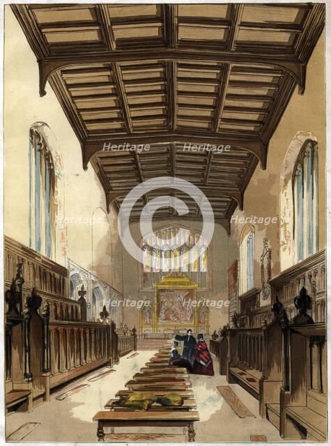 Interior of St John's College Chapel, Cambridge, Cambridgeshire. Artist: Unknown