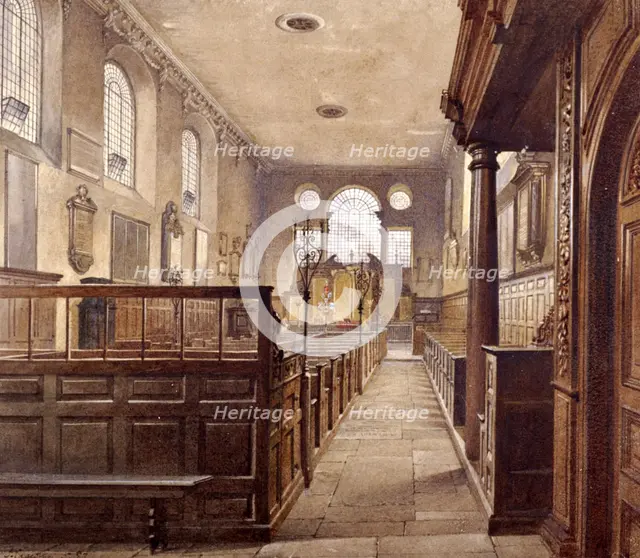 Interior of St Olave Jewry, London, 1887. Artist: John Crowther