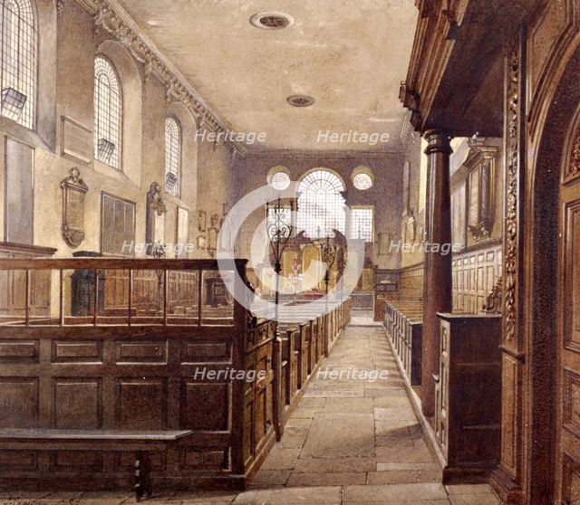 Interior of St Olave Jewry, London, 1887. Artist: John Crowther