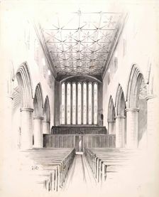 Interior of St Machar's Cathedral-illustration for "The Heraldic Ceiling of St Machar's..., 1888. Creator: George Reid