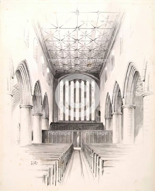 Interior of St Machar's Cathedral-illustration for "The Heraldic Ceiling of St Machar's..., 1888. Creator: George Reid.