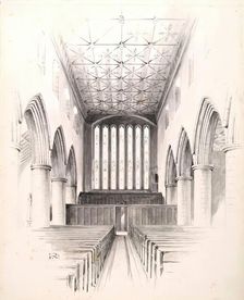 Interior of St Machar's Cathedral-illustration for "The Heraldic Ceiling of St Machar's..., 1888. Creator: George Reid