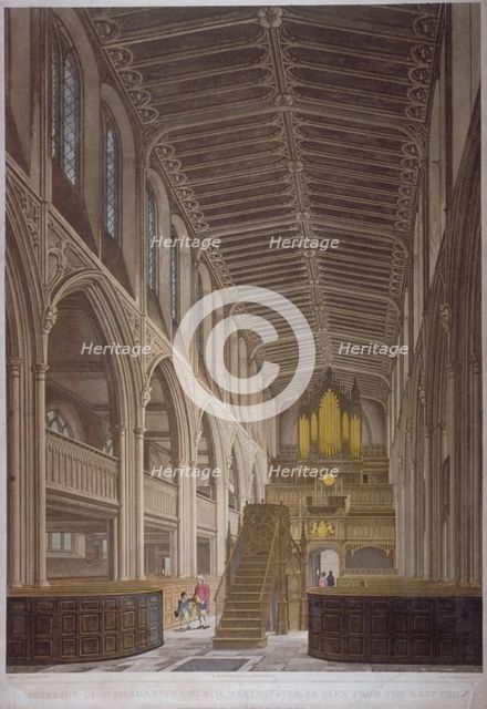 Interior of St Margaret's Church, Westminster, London, 1804. Artist: George Hawkins