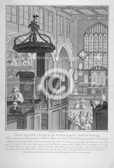 Interior of St Margaret's Church, Westminster, London, 1808. Artist: John Brock