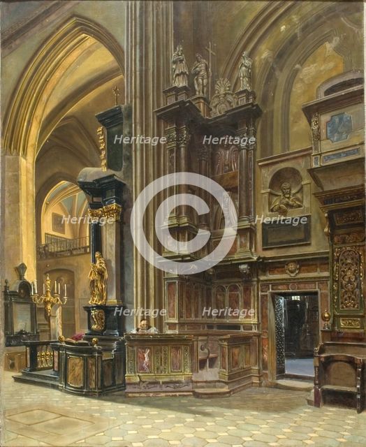 Interior of St Mary's Church in Krakow, 1867. Creator: Aleksander Gryglewski.