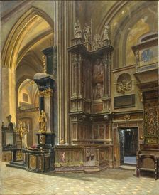 Interior of St Mary's Church in Krakow, 1867. Creator: Aleksander Gryglewski