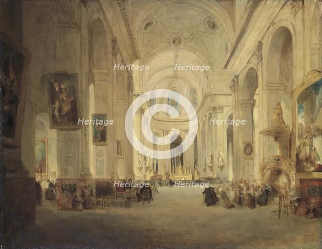 'Interior of St Sulpice, Paris', 1834. Artist: John Scarlett Davis.