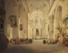 Interior of St Sulpice, Paris 1834. Creator: John Scarlett Davis