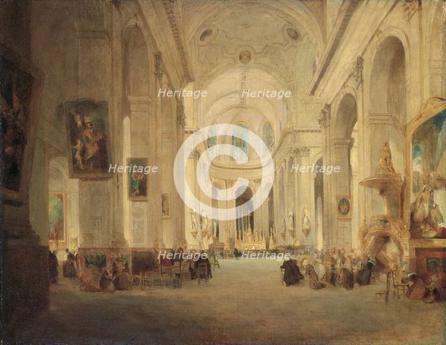 'Interior of St Sulpice, Paris', 1834. Creator: John Scarlett Davis.