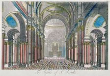 Interior of St Paul's Cathedral, looking east from the nave towards the choir, City of London, 1750. Artist: Benjamin Cole