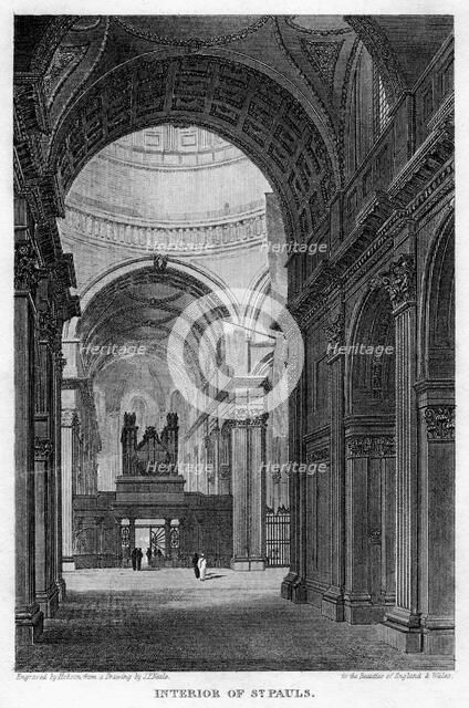 Interior of St Paul's Cathedral, City of London, 1816.Artist: Hobson