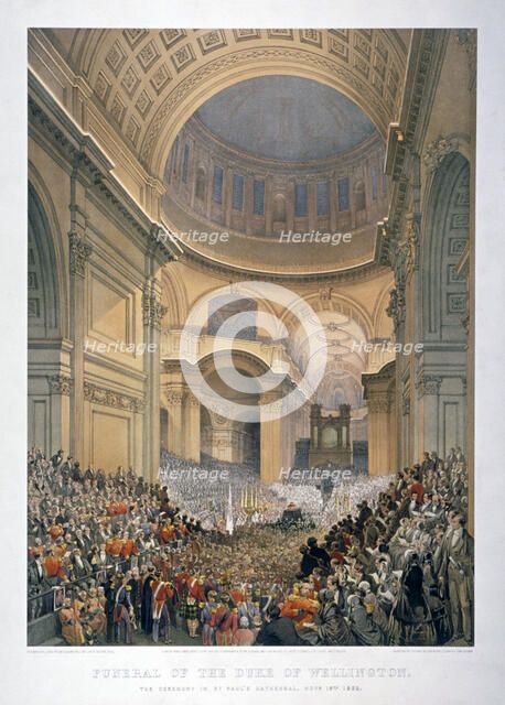 Interior of St Paul's Cathedral during the funeral of the Duke of Wellington, London, 1852 (1853).   Artist: William Simpson