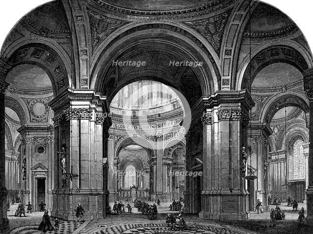 Interior of St Paul's Cathedral, London, second design, 17th century (1882). Artist: Unknown