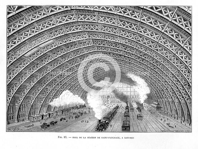 Interior of St Pancras Railway Station, London, 1865. Creator: Unknown.