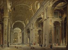 Interior of St Peter's Cathedral in Rome, 1750. Creator: Giovanni Paolo Panini