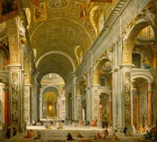 Interior of St. Peter's, Rome, 1750. Creator: Giovanni Paolo Panini