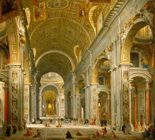 Interior of St. Peter's, Rome, 1750. Creator: Giovanni Paolo Panini