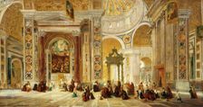 Interior of St Peter's, Rome 1824-1885. Creator: John Scarlett Davis