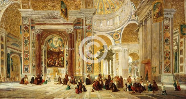 'Interior of St Peter's, Rome', 1824-1885. Creator: John Scarlett Davis.