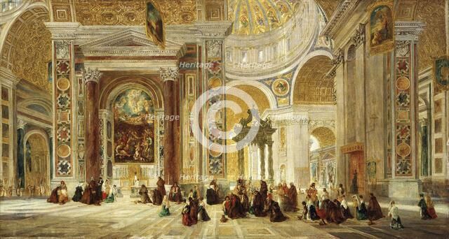 'Interior of St Peter's, Rome', 1824-1885. Artist: John Scarlett Davis.